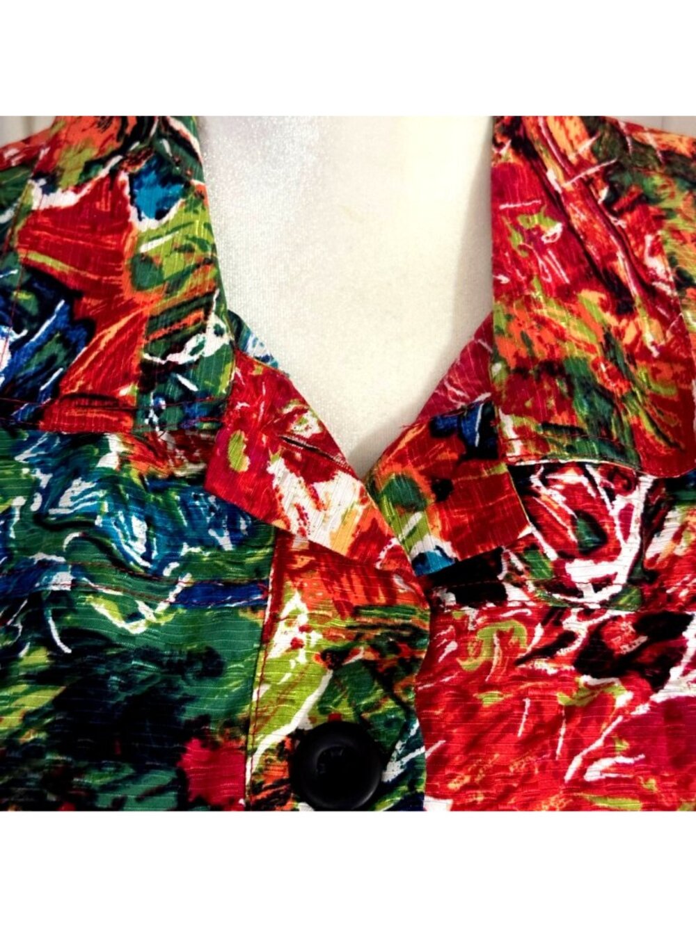 Chicos Abstract Floral Top Shacket Jacket Medium Summer Thin Multicolor - Picture 3 of 10